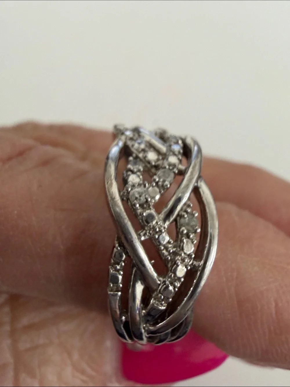 Sterling Silver and Diamond Ring size 8